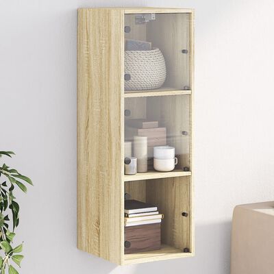 vidaXL Wandschrank mit Glastüren Sonoma-Eiche 35x37x100 cm