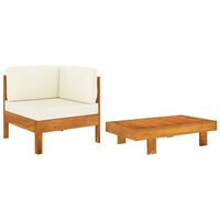 vidaXL 2-tlg. Garten-Lounge-Set mit Cremeweißen Kissen Akazienholz