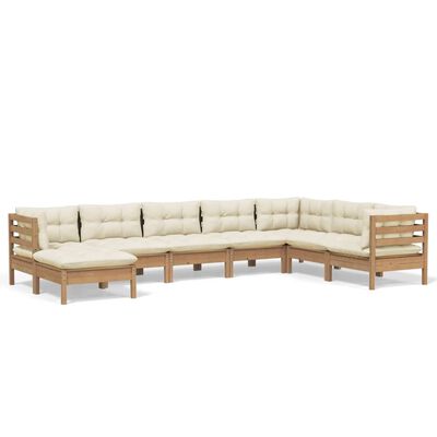 vidaXL 8-tlg. Garten-Lounge-Set mit Kissen Honigbraun Kiefernholz