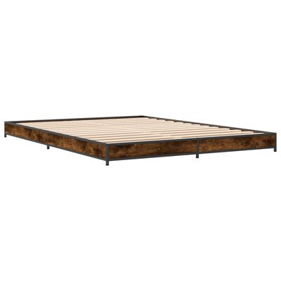 vidaXL Bettgestell Räuchereiche 135x190 cm Holzwerkstoff und Metall