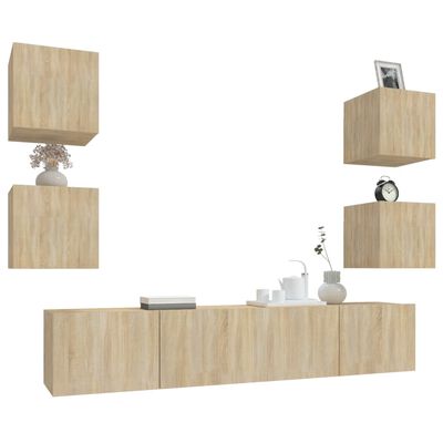 vidaXL 6-tlg. TV-Schrank-Set Sonoma-Eiche Holzwerkstoff