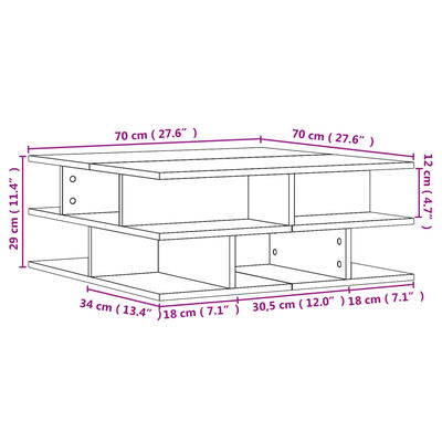 vidaXL Couchtisch Schwarz 70x70x29 cm Holzwerkstoff