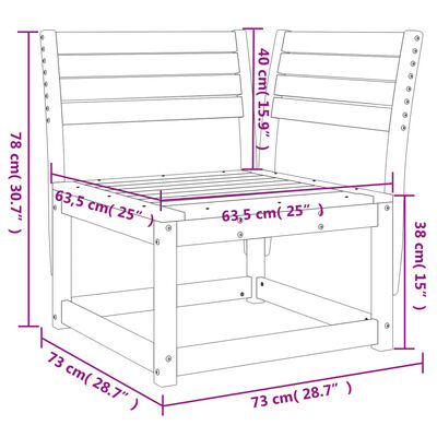 vidaXL Garten-Ecksofa 73x73x78 cm Massivholz Douglasie