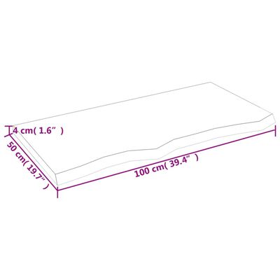 vidaXL Waschtischplatte Hellbraun 100x50x(2-4) cm Massivholz Behandelt