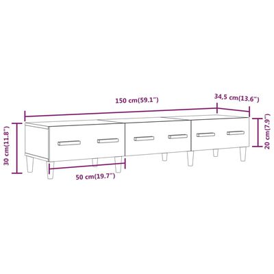 vidaXL TV-Schrank Braun Eichen-Optik 150x34,5x30 cm Holzwerkstoff