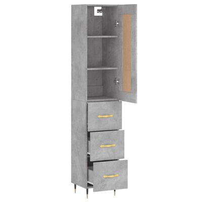 vidaXL Highboard Betongrau 34,5x34x180 cm Holzwerkstoff