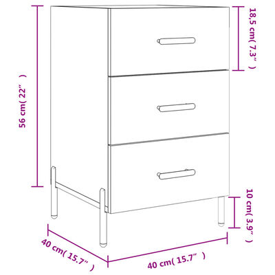 vidaXL Nachttisch Grau Sonoma 40x40x66 cm Holzwerkstoff