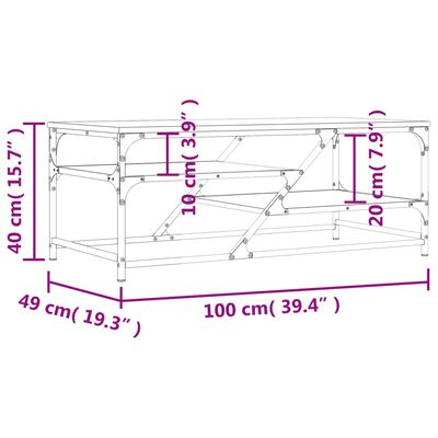 vidaXL Couchtisch Räuchereiche 100x49x40 cm Holzwerkstoff