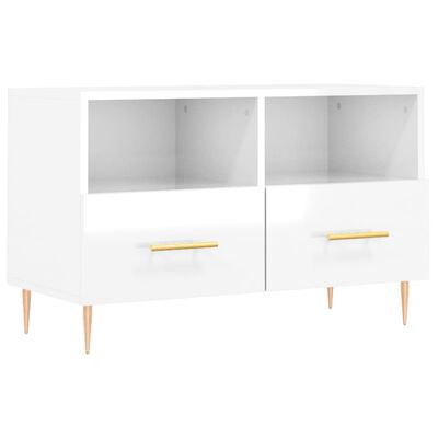 vidaXL TV-Schrank Hochglanz-Weiß 80x36x50 cm Holzwerkstoff