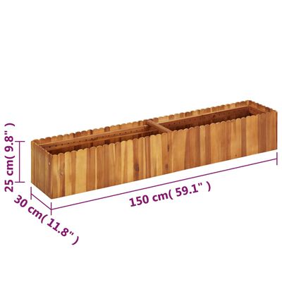 vidaXL Garten-Hochbeet 150x30x25 cm Massivholz Akazie