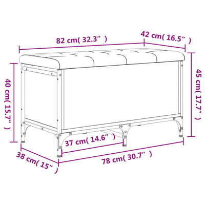 vidaXL Sitzbank mit Stauraum Sonoma-Eiche 82x42x45 cm Holzwerkstoff