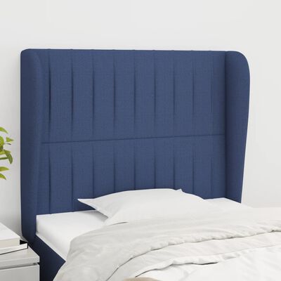 vidaXL Kopfteil mit Ohren Blau 103x23x118/128 cm Stoff