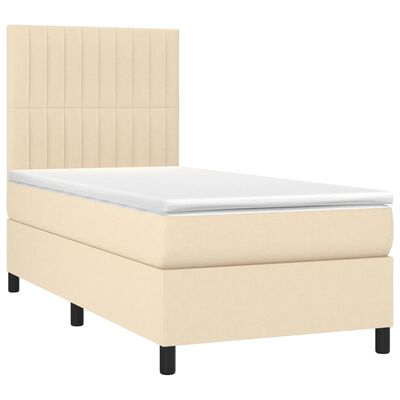 vidaXL Boxspringbett mit Matratze Creme 90x190 cm Stoff