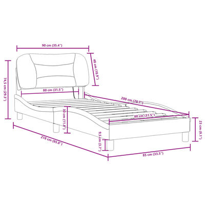 vidaXL Bettgestell mit LED Schwarz 80x200 cm Stoff