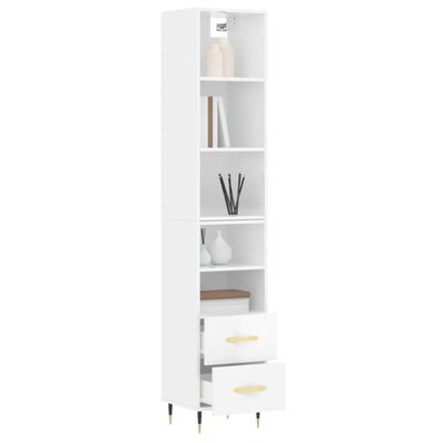 vidaXL Highboard Hochglanz-Weiß 34,5x34x180 cm Holzwerkstoff