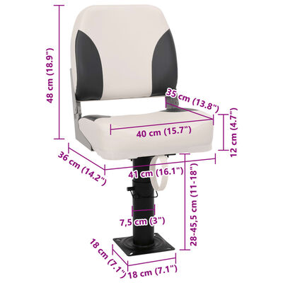 vidaXL Bootssitz mit Podest Höhenverstellbar 360° Drehbar