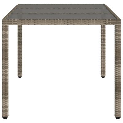 vidaXL Gartentisch mit Glasplatte Grau 150x90x75 cm Poly Rattan