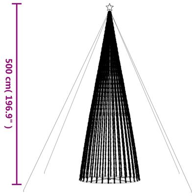 vidaXL Weihnachtsbaum Kegelform 1544 LEDs Mehrfarbig 500 cm