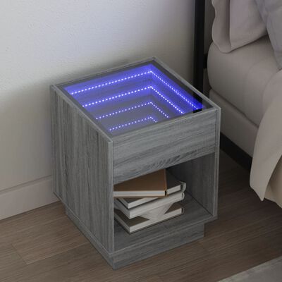 vidaXL Nachttisch mit Infinity-LED Grau Sonoma 40x40x50 cm