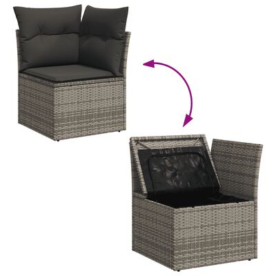 vidaXL 13-tlg. Garten-Sofagarnitur mit Kissen Grau Poly Rattan