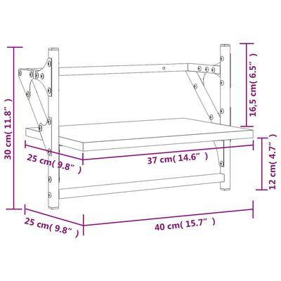 vidaXL Wandregale mit Stangen 2 Stk. Braun Eichen-Optik 40x25x30 cm