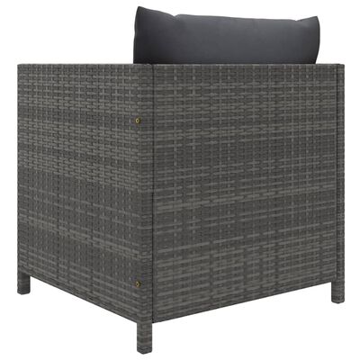 vidaXL 7-tlg. Garten-Lounge-Set mit Kissen Poly Rattan Grau