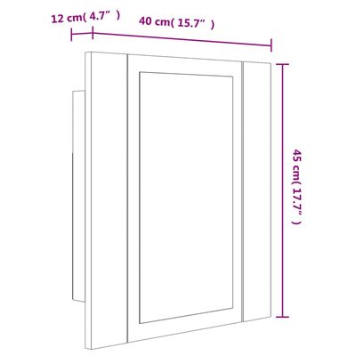 vidaXL LED-Spiegelschrank Räuchereiche 40x12x45 cm Holzwerkstoff