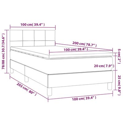 vidaXL Boxspringbett mit Matratze & LED Dunkelgrün 100x200 cm Samt