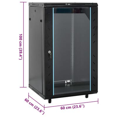 vidaXL 18U Netzwerkschrank 19" IP20 Schwarz 60x60x100 cm