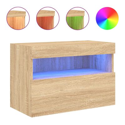 vidaXL TV-Wandschrank mit LED-Leuchten Sonoma-Eiche 60x30x40 cm