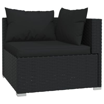 vidaXL 10-tlg. Garten-Lounge-Set mit Kissen Schwarz Poly Rattan