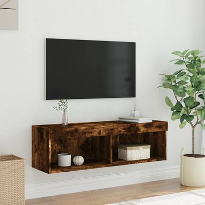 vidaXL TV-Schrank mit LED-Leuchten Räuchereiche 100x30x30 cm