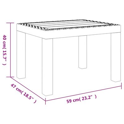 vidaXL Gartentisch Weiß 59x47x40 cm PP