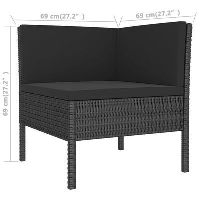 vidaXL 9-tlg. Garten-Lounge-Set mit Auflagen Poly Rattan Schwarz