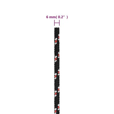 vidaXL Bootsseil Schwarz 6 mm 250 m Polypropylen