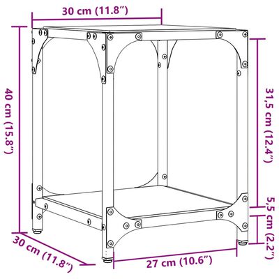 vidaXL Couchtische mit Glasplatte 2 Stk. Transparent 30x30x40 cm Stahl