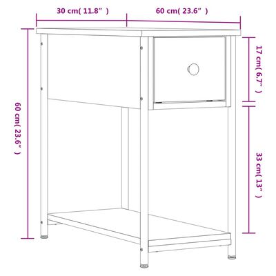 vidaXL Nachttisch Grau Sonoma-Eiche 30x60x60 cm Holzwerkstoff