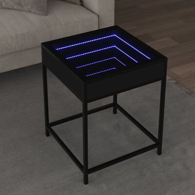 vidaXL Couchtisch mit Infinity-LED Schwarz 40x40x51 cm