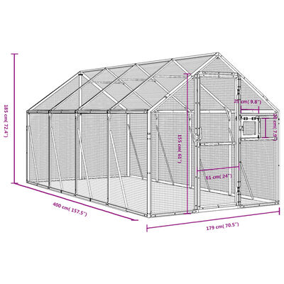 vidaXL Voliere Silbern 1,79x4x1,85 m Aluminium