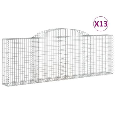 vidaXL Gabionen mit Hochbogen 13 Stk 300x30x100/120cm Verzinktes Eisen