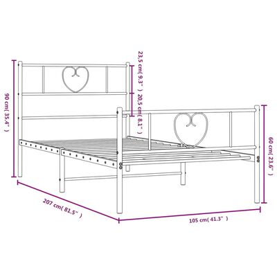 vidaXL Bettgestell mit Kopf- und Fußteil Metall Schwarz 100x200 cm