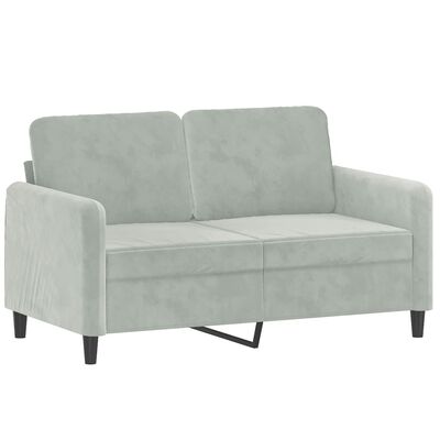 vidaXL 2-Sitzer-Sofa mit Zierkissen Hellgrau 120 cm Samt