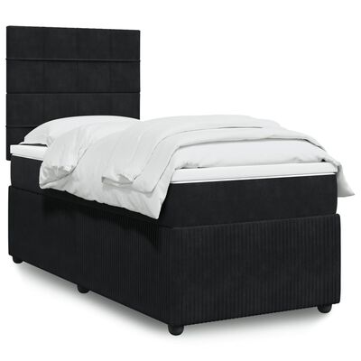 vidaXL Boxspringbett mit Matratze Schwarz 90x190 cm Samt