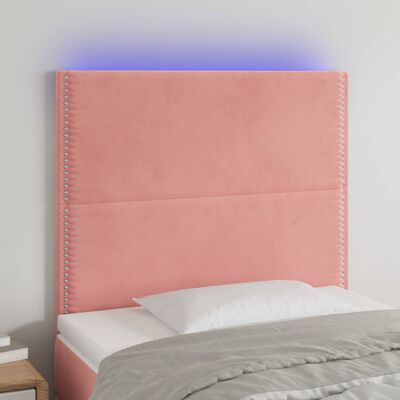 vidaXL LED Kopfteil Rosa 80x5x118/128 cm Samt