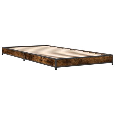 vidaXL Bettgestell Räuchereiche 75x190 cm Holzwerkstoff und Metall