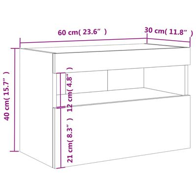 vidaXL TV-Wandschrank mit LED-Leuchten Sonoma-Eiche 60x30x40 cm