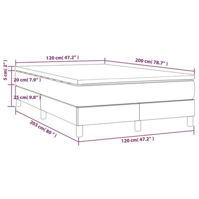 vidaXL Boxspringbett mit Matratze Dunkelgrau 120x200 cm Stoff