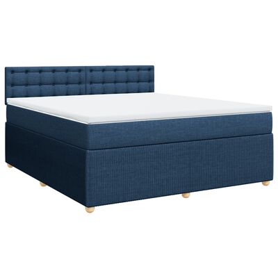 vidaXL Boxspringbett mit Matratze Blau 180x200 cm Stoff