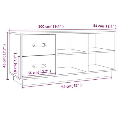 vidaXL Schuhbank Grau 100x34x45 cm Massivholz Kiefer