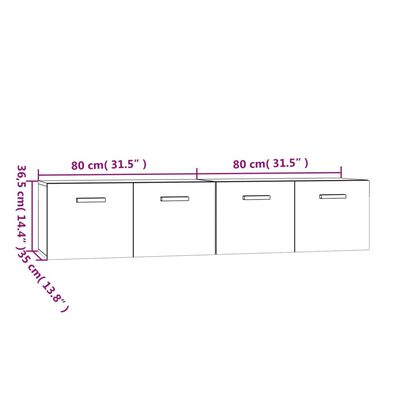 vidaXL Wandschränke 2 Stk. Räuchereiche 80x35x36,5 cm Holzwerkstoff